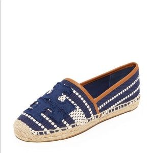 Tory Burch Shaw Espadrille Navy/Tan Sz 9